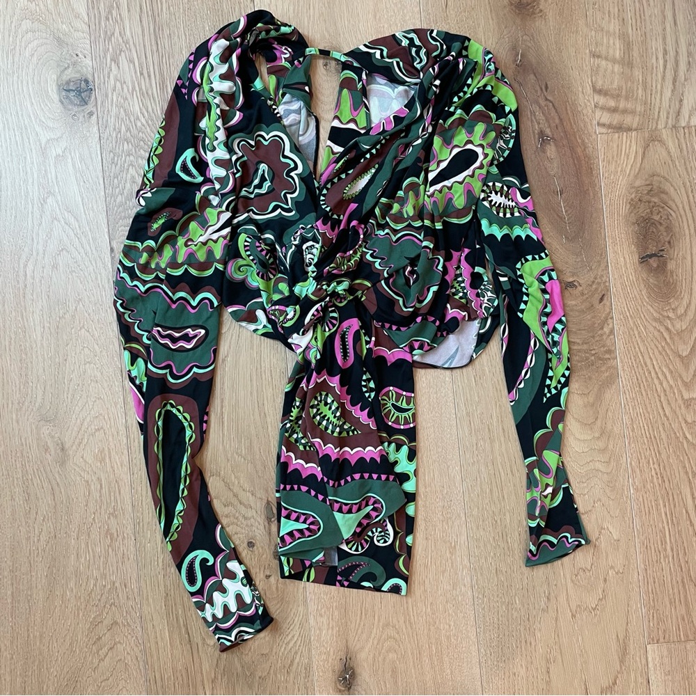 Emilio Pucci long sleeve patterned top size 4